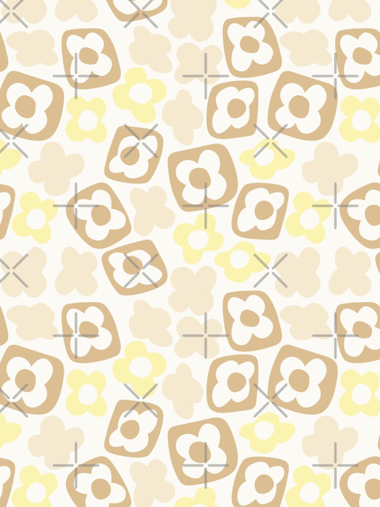 BOHO BOXY MODERN FLOWER PATTERN PASTEL YELLOW BEIGE by blomastudios