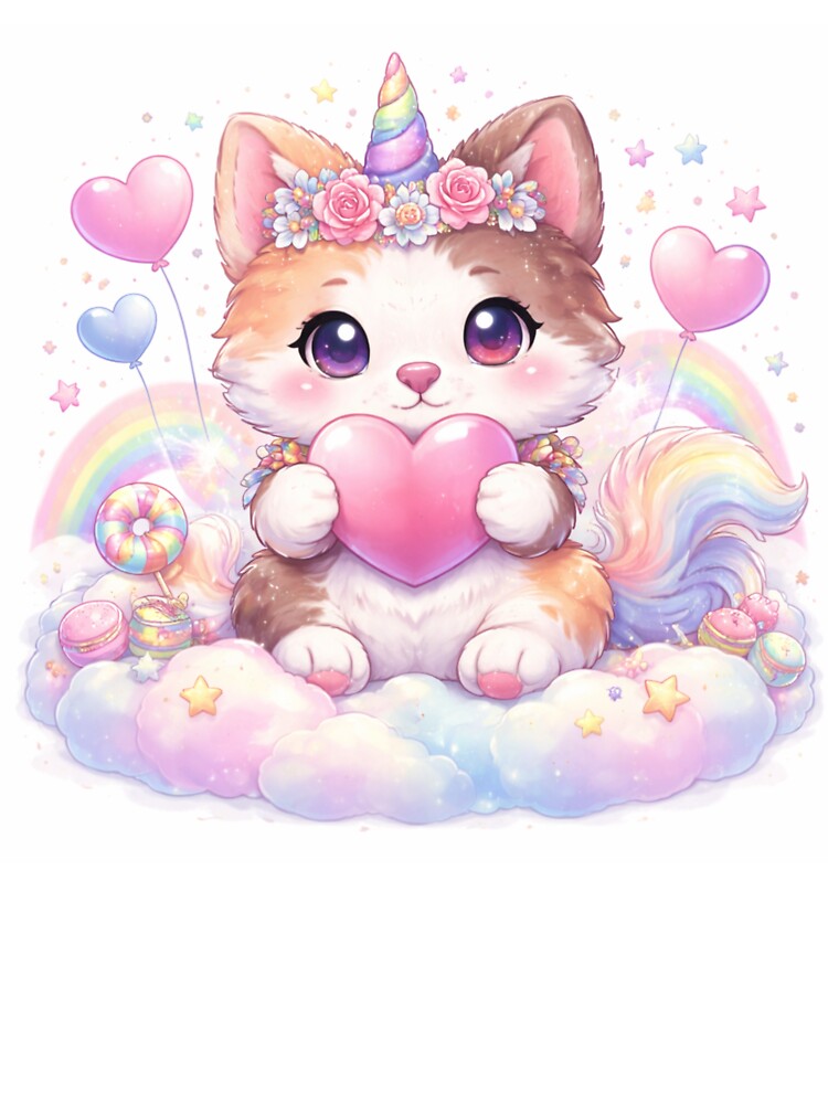 Kawaii Unicorn Kitten – Cute Magical Pastel Fantasy by kimkosovo