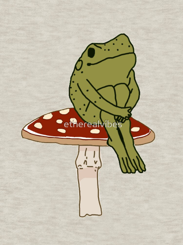 frog on mushroom by etherealvibes
