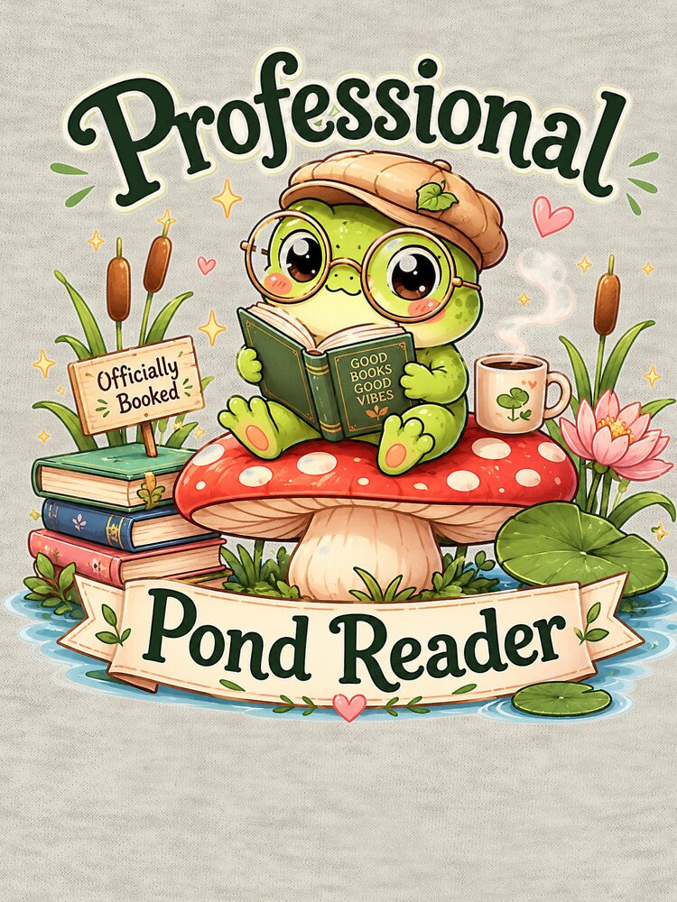 Professional Pond Reader – Cute Frog Book Lover Design by MotylekAnia