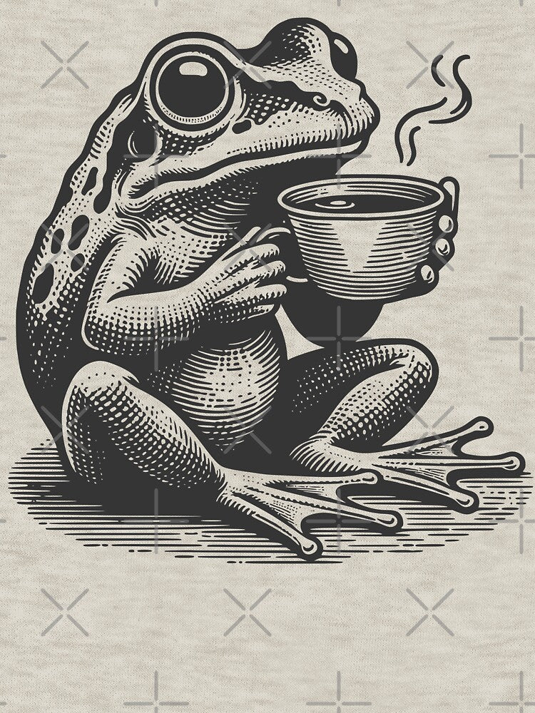 Cute Cottagecore Aesthetic Frog Drink Coffee Vintage Graphic by Dapper-Art