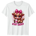 Stay Sassy Womens T-Shirt Kawaii Highland Cow Cattle