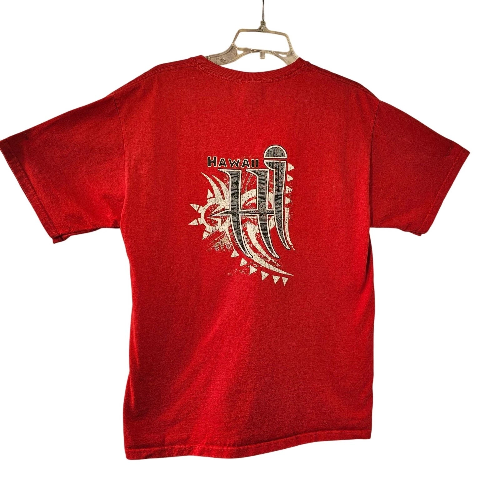 Fruit of the Loom Y2K Hawaiian Tribal Graphic T Shirt Size L Lofteez 100% Cotton