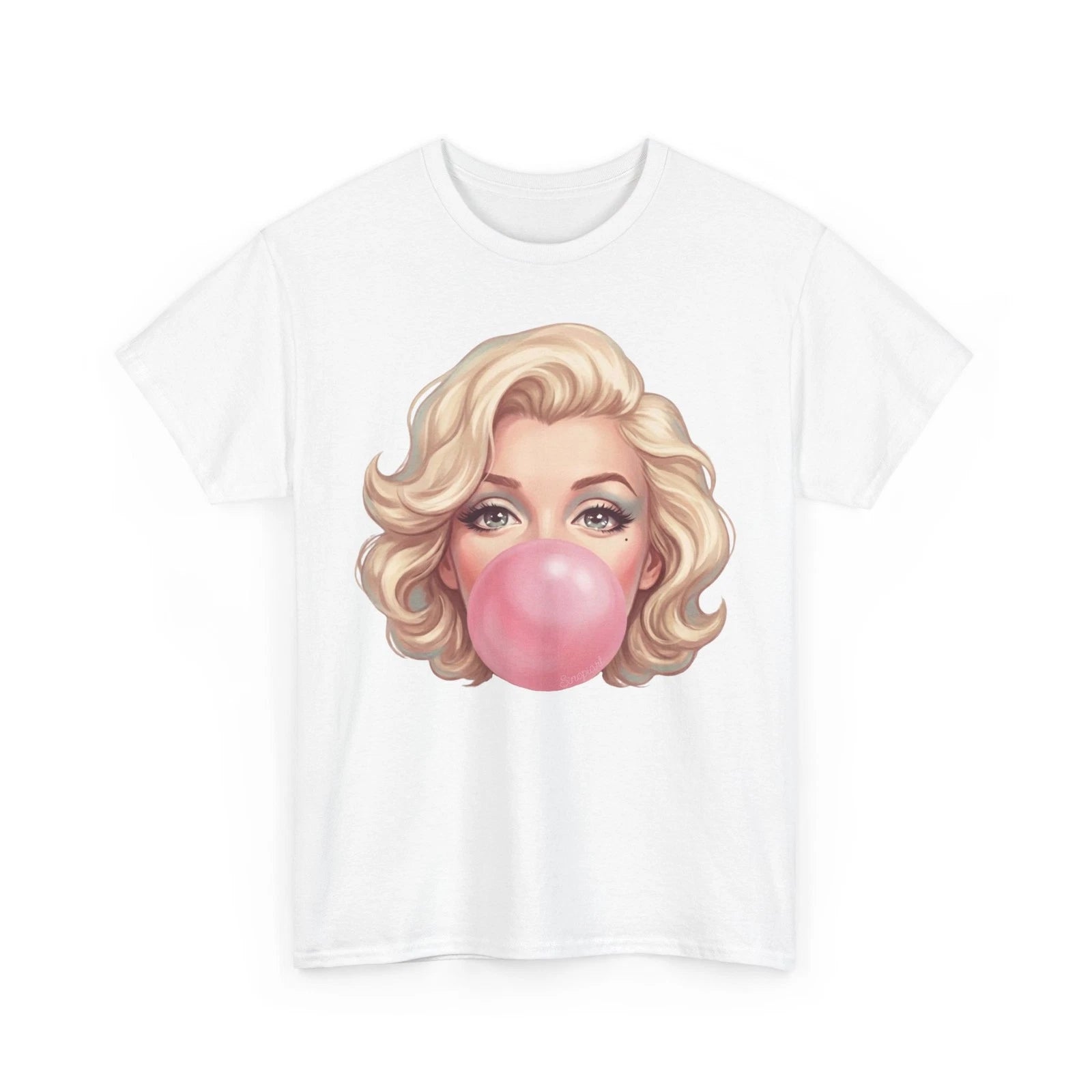 Blonde Icon Blowing Bubble Tee | Retro Pop Art Face Tshirt  4 colors, S to 2XL