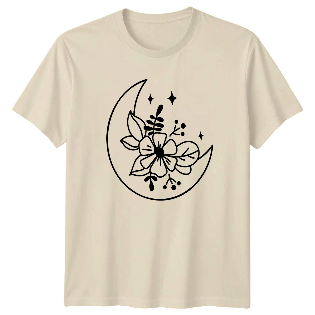 Boho Moon Floral Botanical T-Shirt Celestial Nature Birthday Gift