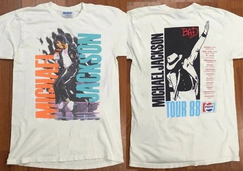 Michael Jackson Bad Tour 1988 T-Shirt , Reprint