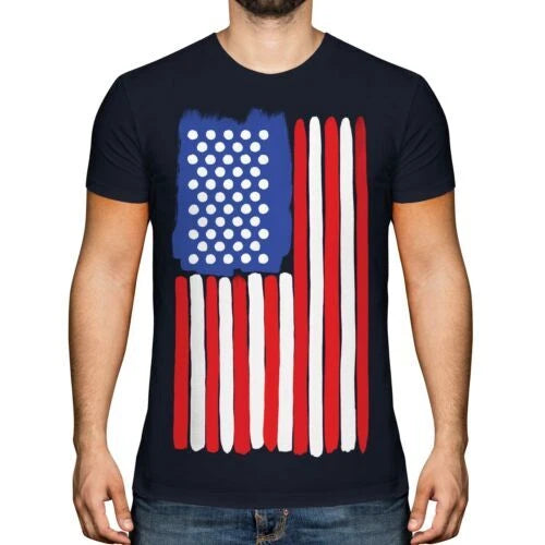 STARS AND STRIPES PAINTED FLAG POP ART MENS FASHION PRINT T-SHIRT TOP USA SWAG