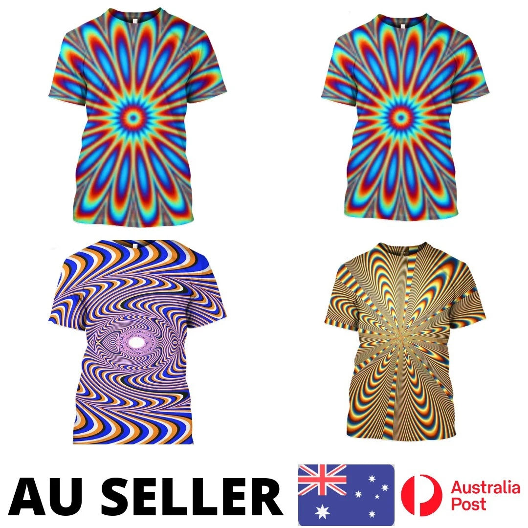 Trippy Shirt Unique Design Music Festival Psychedelic Swirl Kawaii - AU Stock