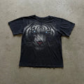 Vintage Y2K Liquid Blue Tiger Shirt Size Medium Black White Tiger Animal