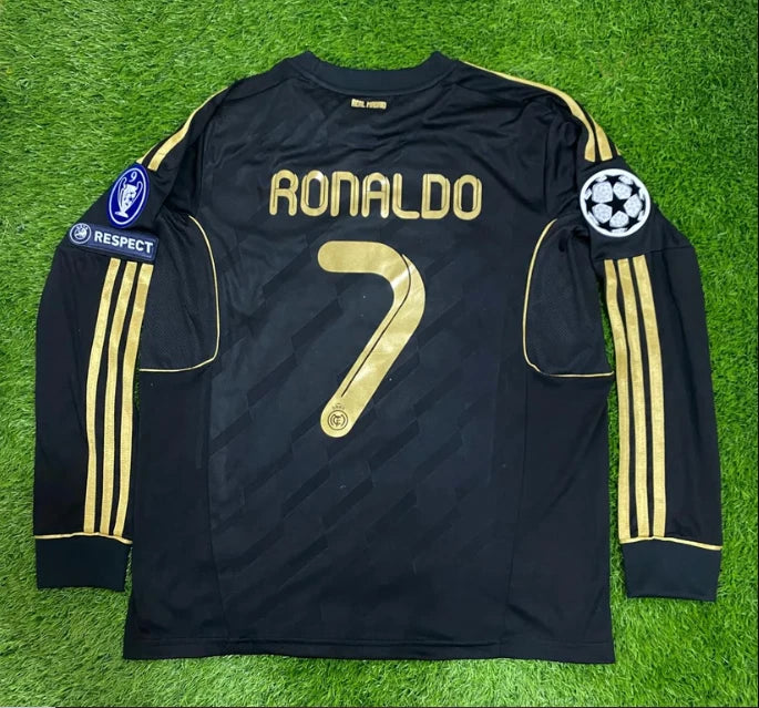 C.Ronaldo #7 Real Madrid Away Jersey Black 2011/12 Football Long Sleeve All size