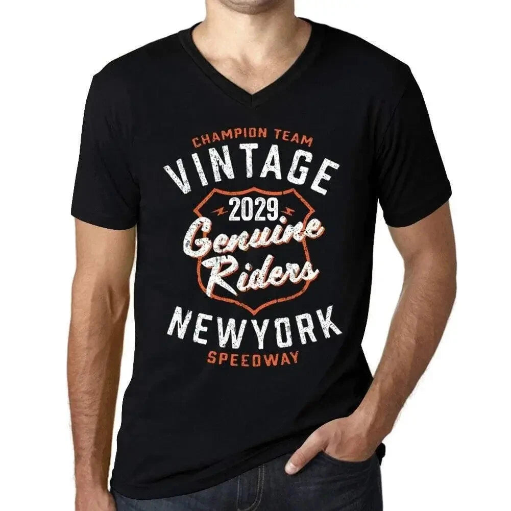Men's Graphic T-Shirt V Neck New York Genuine Riders 2029 Eco-Friendly Limited