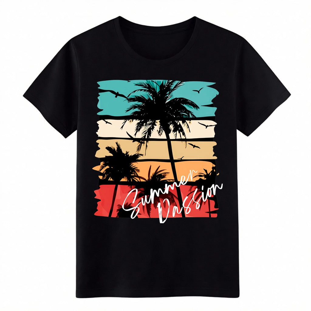 Unisex Vintage Beach Summer Palm Tree T-Shirt Unisex Cotton Casual Graphic Tee