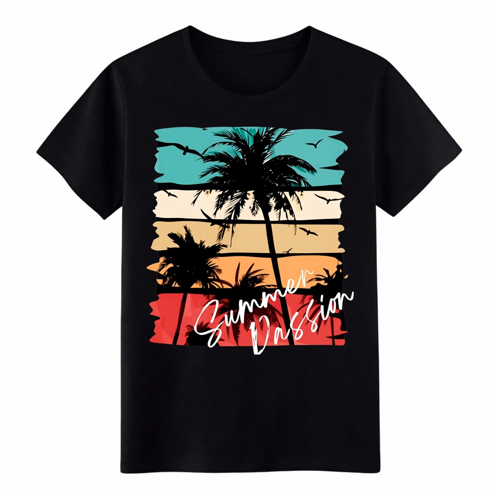 Unisex Vintage Beach Summer Palm Tree T-Shirt Unisex Cotton Casual Graphic Tee