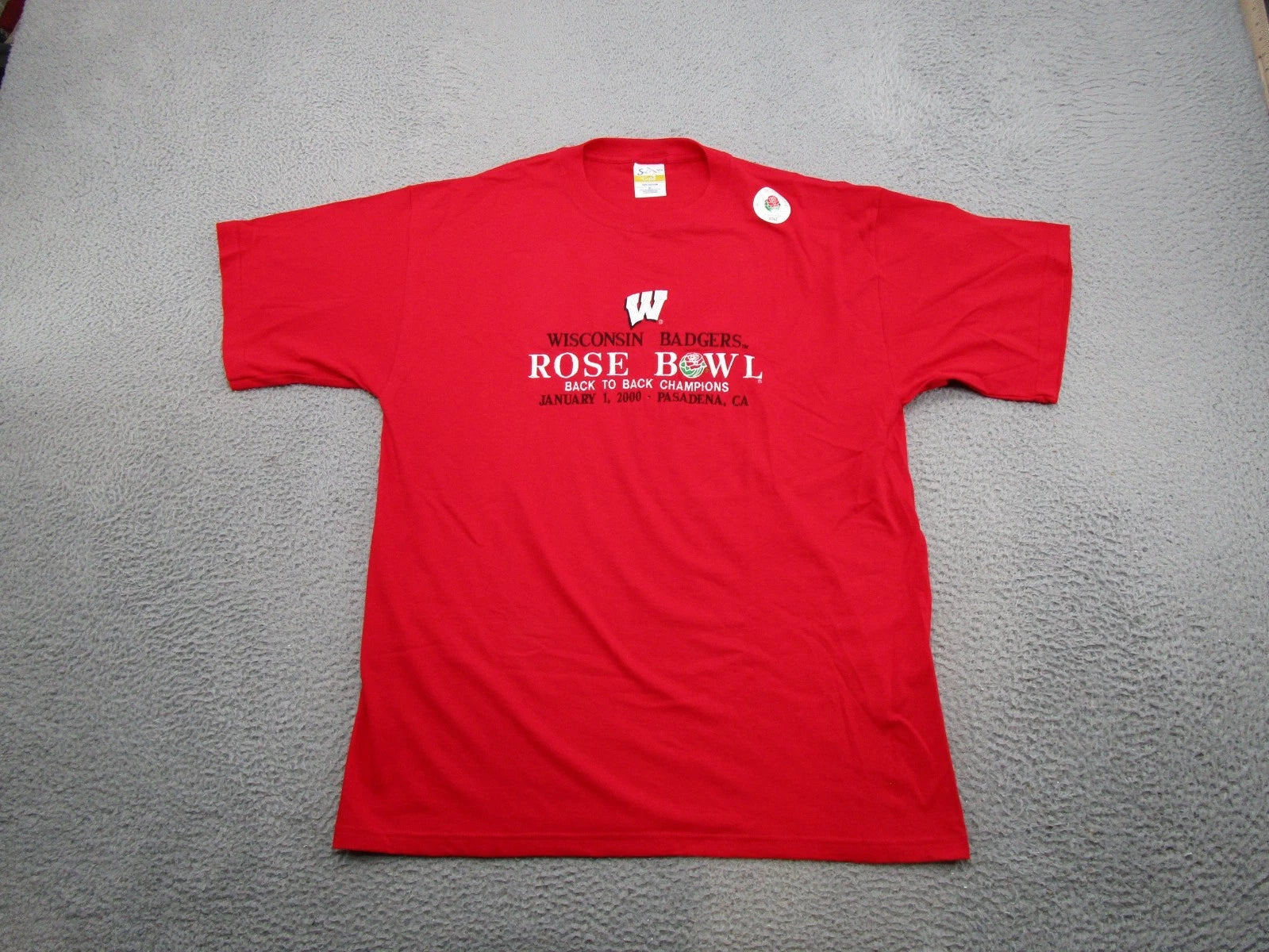 VTG Y2K Wisconsin Badgers Back to Back Rose Bowl Shirt Size XL Red NEW Read