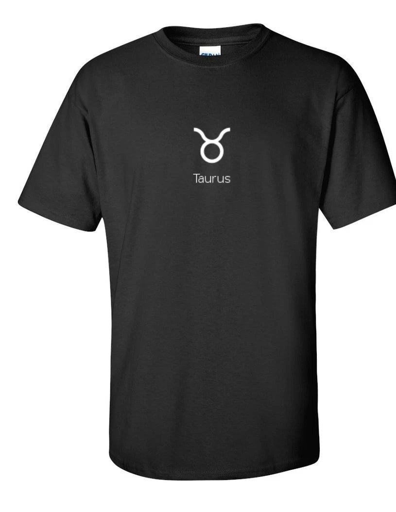 Taurus Symbol Zodiac Astrology Stars Horoscope Gift Funny Black Cotton T-shirt