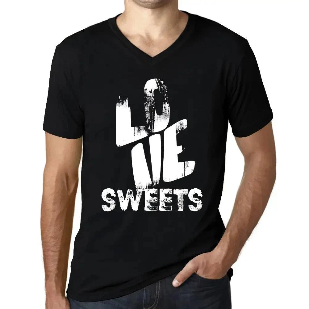 Men's Graphic T-Shirt V Neck Love Sweets Eco-Friendly Limited Edition