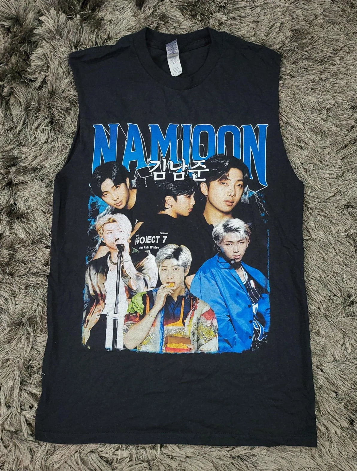 Kim Namjoon Shirt Mens Small Black BTS K Pop Sleeveless Fan Art Logo Rap Music