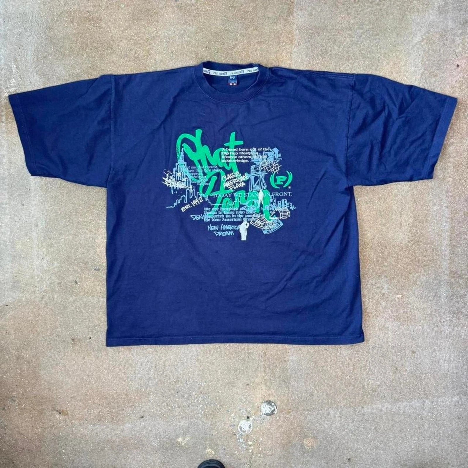 Phat Farm T Shirt Mens 2XL Navy Blue Graphic Y2K Hip Hop Streetwear Oversized