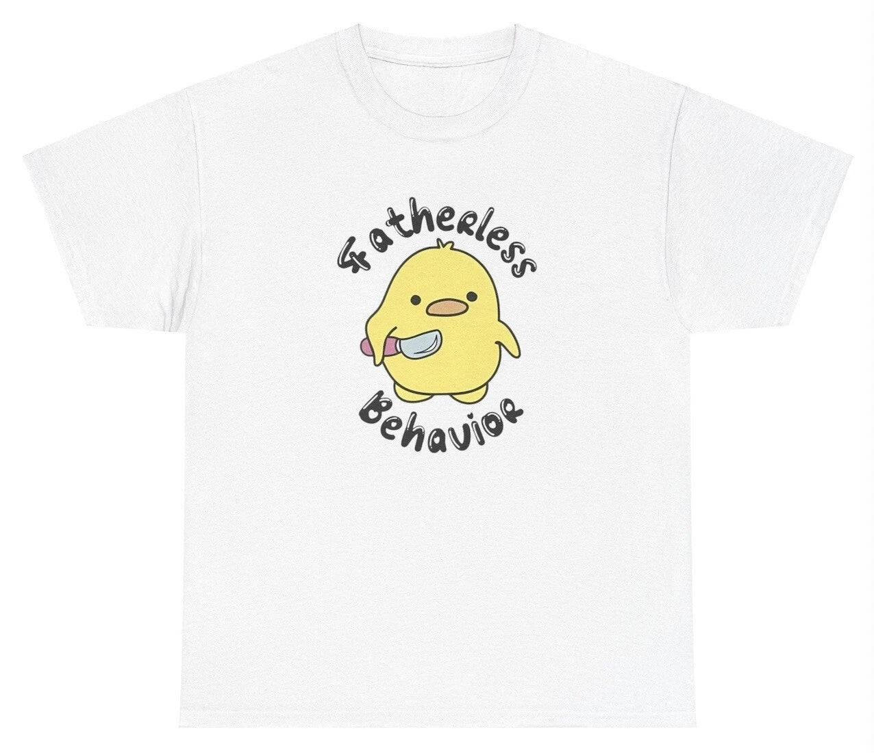 Fatherless Behavior T Shirt Funny Duck Lover Knife Y2K Dank Meme Gen Z Silly Tee