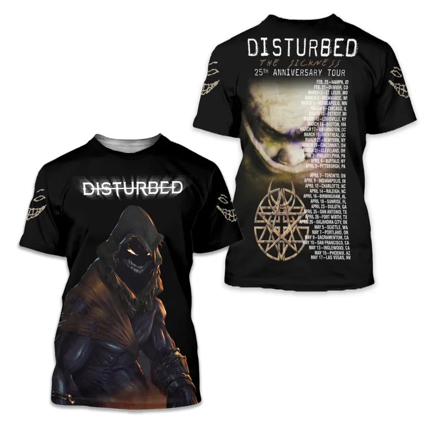 Disturbed The Sickness 25th Anniversary Tour 2025 3D T-Shirt S-5XL