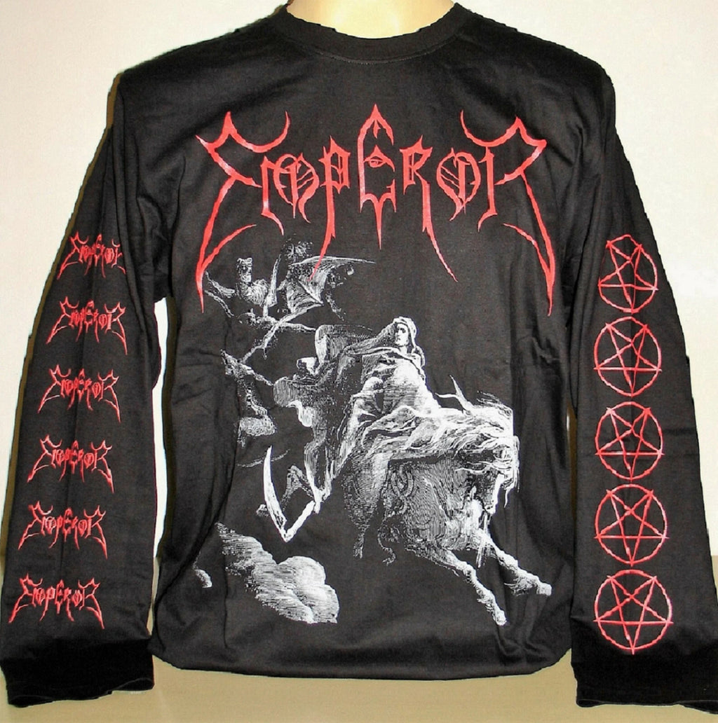 Emperor Rider Pentagram Long Sleeve T-Shirt Sz S M L XL 2XL 3XL Black Metal Band
