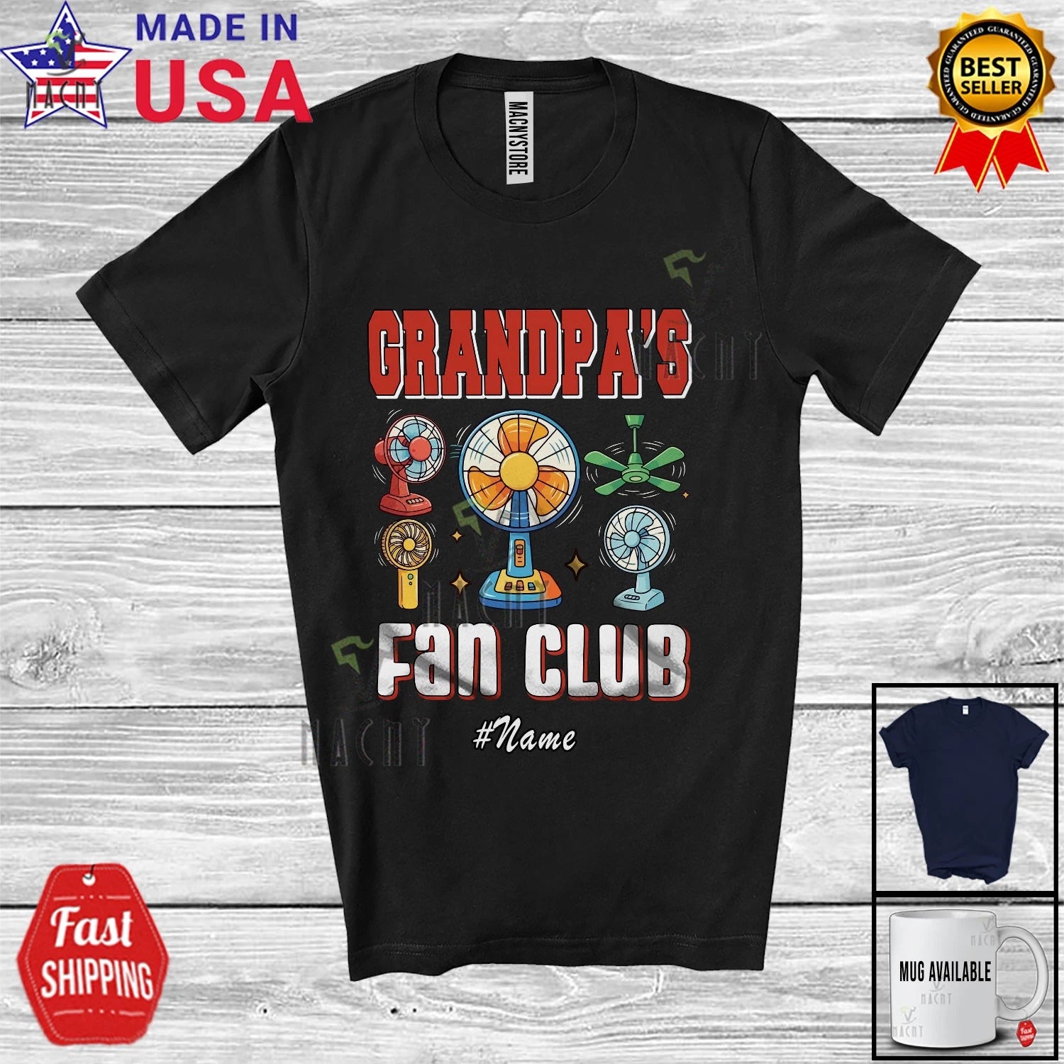 Custom Name Grandpa's Fan; Father's Day Electrician Dad Jokes Family Shirt