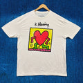 Keith Haring Heart Popart Beige T-Shirt Size Extra Large