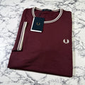 FRED PERRY Mens Oxblood Twin Tipped T Shirt SIZE LARGE M1588V 64A BNWT