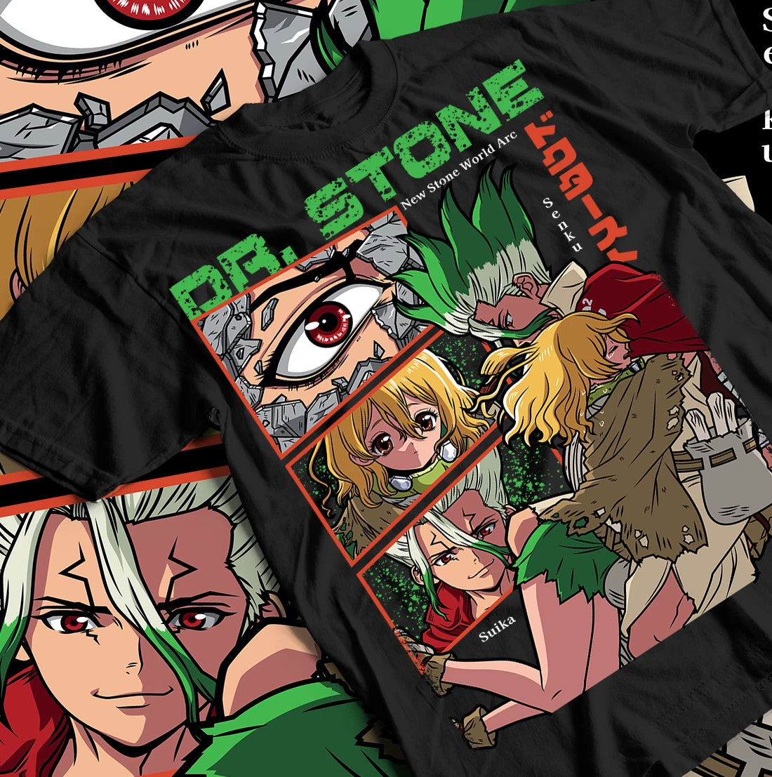 Dr.Stone Senku Ishigami T-shirt Anime Manga Taiju Oki Ryusui Gift Shirt All Size