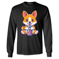 Cute Corgi Drinking Boba Tea Kawaii Long Sleeve Pet Shirts