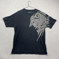 VTG Y2K Metal Mulisha Motocross Tribal Skull Graphic AOP Shirt Black Men Size L