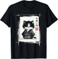 Samurai Cat Japanese Art Sumi-e Novelty Kawaii Funny Cat T-Shirt