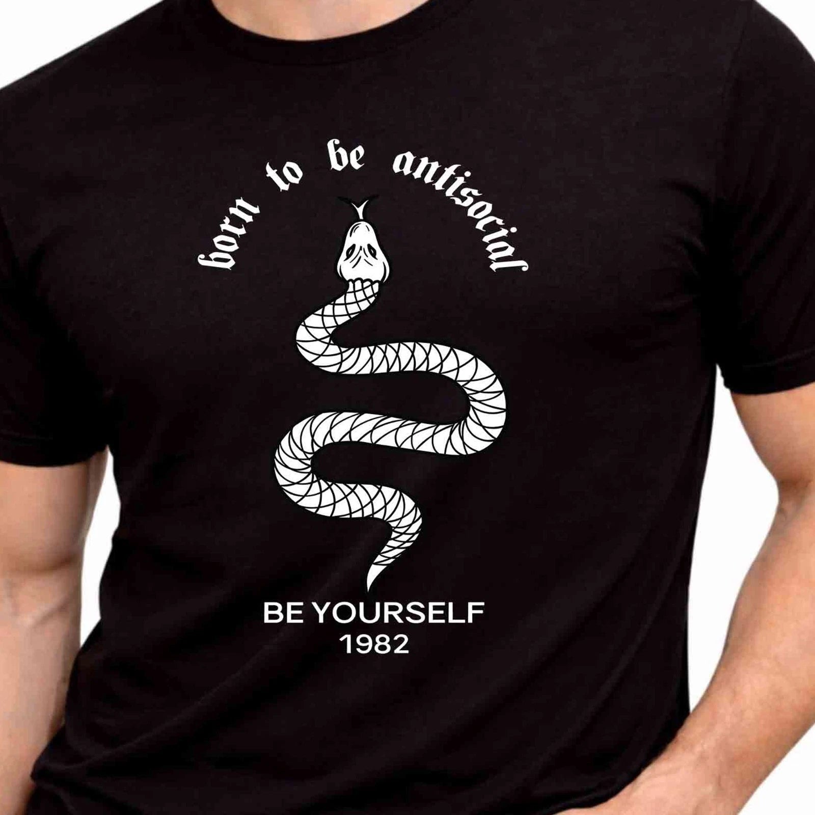 Antisocial Snake Graphic T-Shirt Introvert Rebel Tee Be Yourself Funny Gift