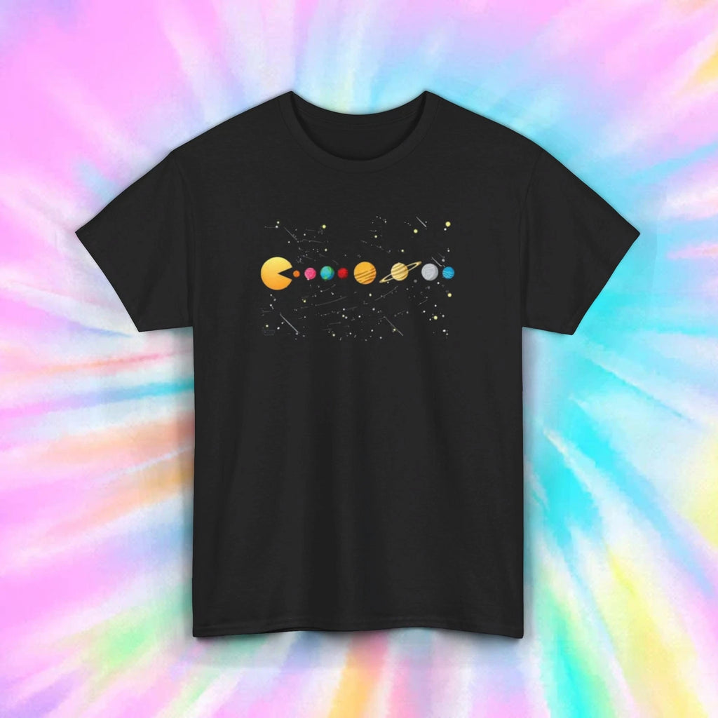 Pac-Man Inspired Solar System Tee | Retro Gamer Shirt | Space Galaxy Gift