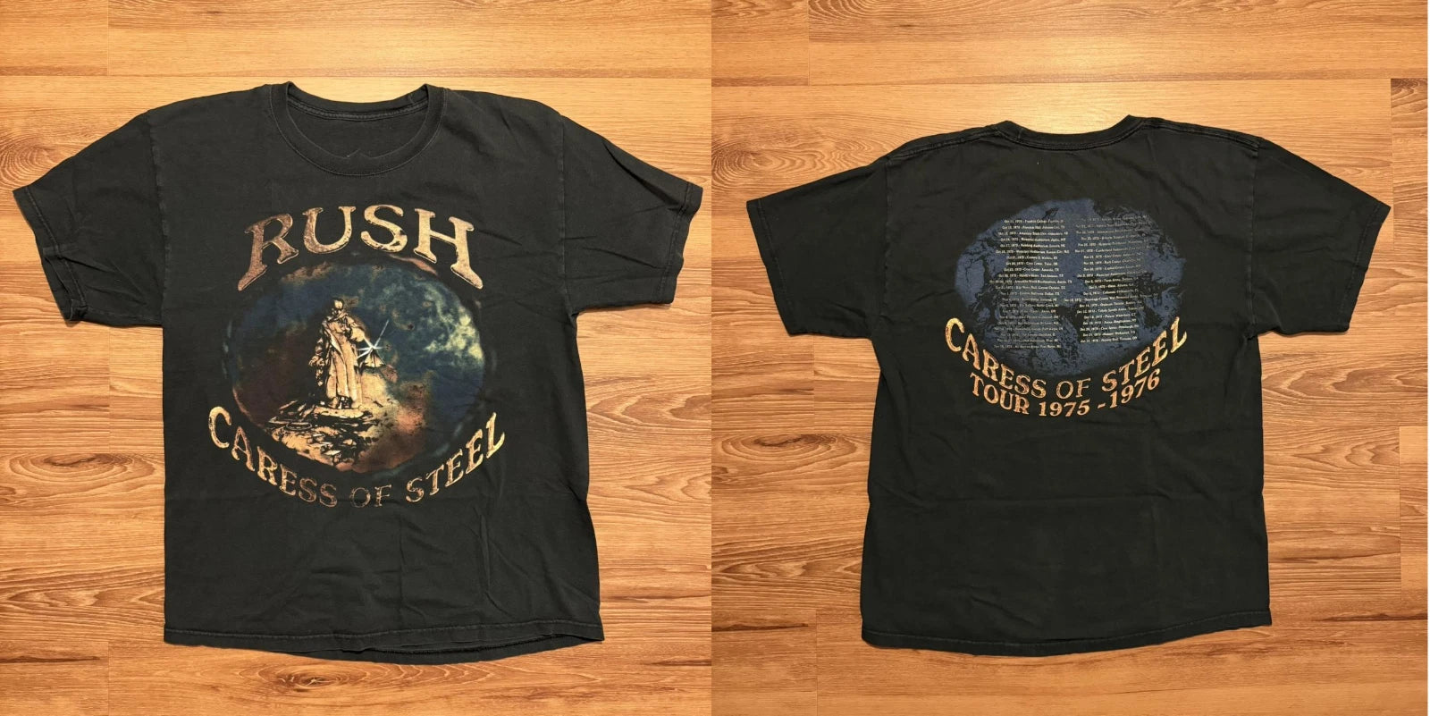 Rush Caress of Steel Tour 1975- 1976 Black Shirt