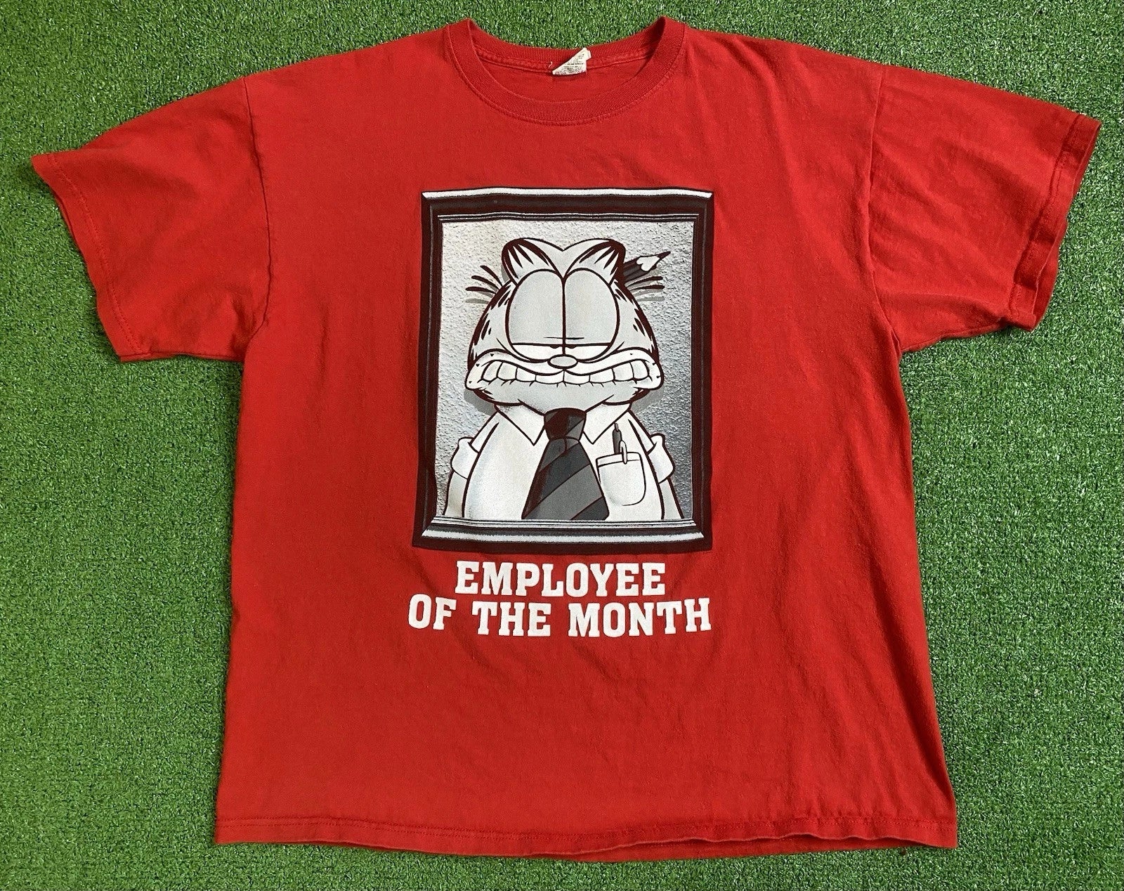 Vintage Garfield T Shirt Mens XL Employee of the Month Red Office Work Worker