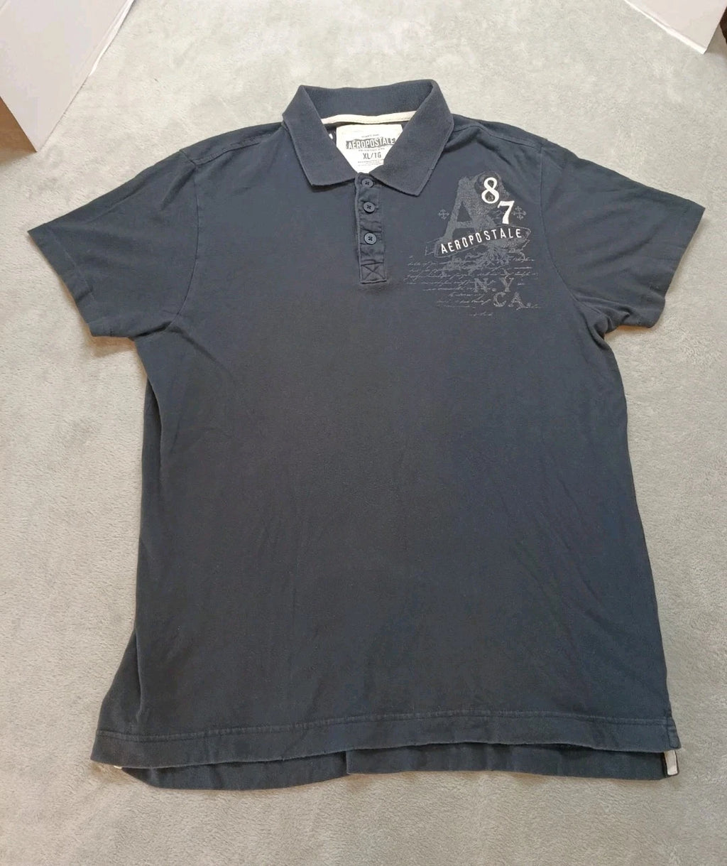Aeropostale Graphic T-shirt Men's Size XL Embroidery On Back Y2K Black
