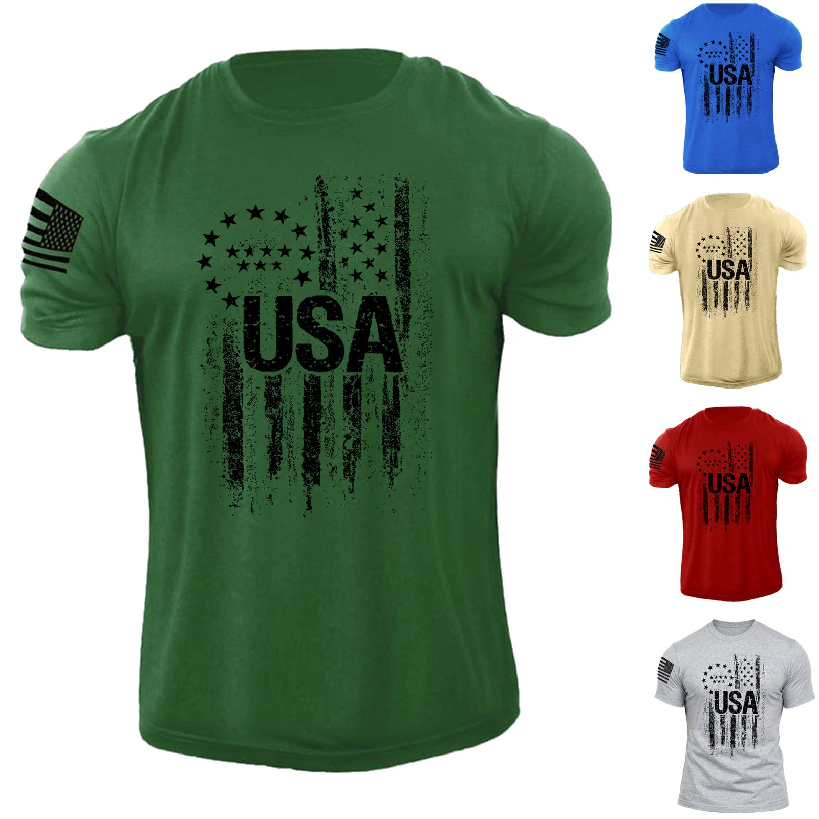 Men's USA Graphic T Shirt Patriotic 100% Cotton