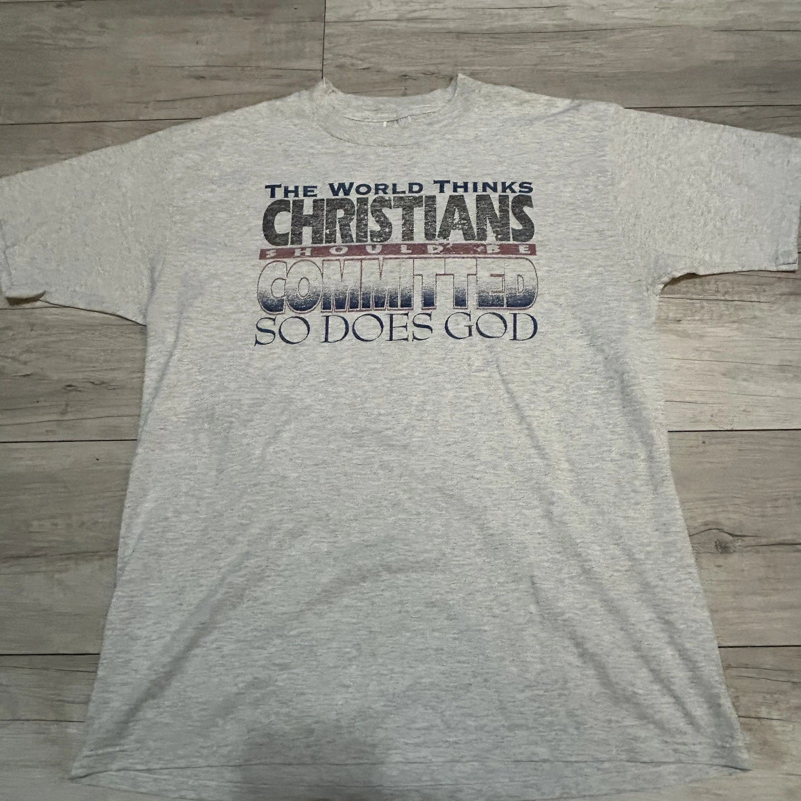 Vintage 1990s Christian Quote Jesus Hanes Heavyweight Men's Size L