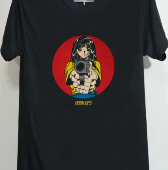 Hook Ups Skateboard Anime Black t shirt