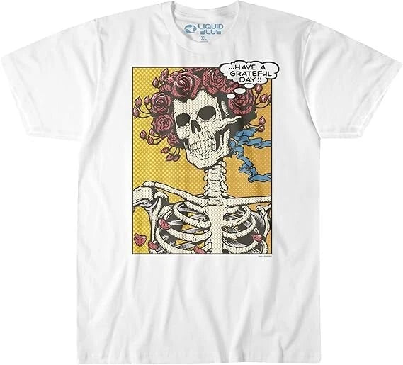 Bertha Pop Art Grateful Dead Shirt - Liquid Blue Have a Grateful Day T-shirt