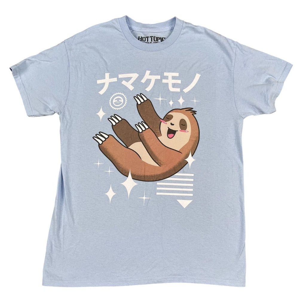 Hot Topic Kawaii Sloth Unisex Light Blue T-Shirt Sz Medium