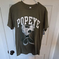 Brisco Brands Popeye Graphic Print Men’s M Olive Green Crew Neck Cotton Tee