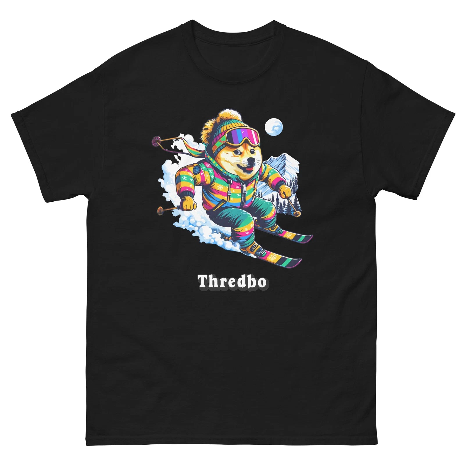 Thredbo Doge Skiing Funny Ski Skier Dog Meme Cute Shirt T-Shirt