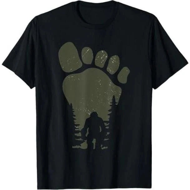 T-shirt for men Sasquatch Bigfoot In The Forest Footprint T-Shirt funny graphic