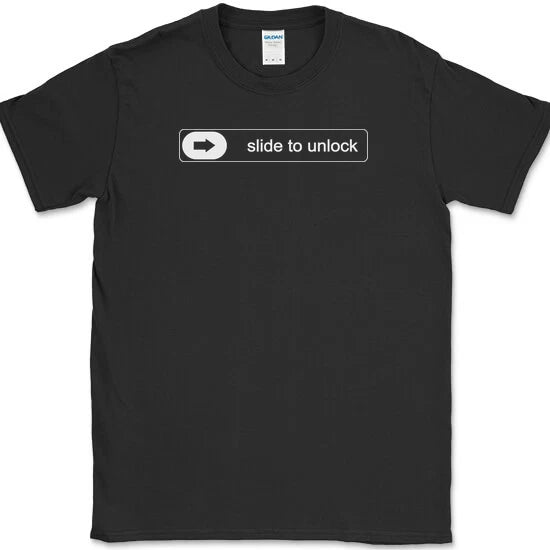 Slide To Unlock T-Shirt Funny Old School Cell Phone Humor Novelty Cotton Tee