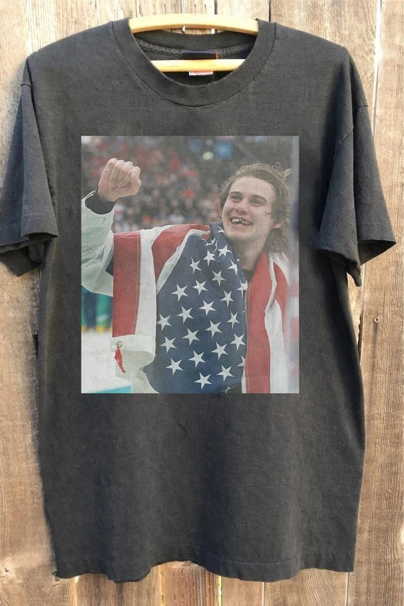 Jack Hughes Hockey USA Team Vintage Bootleg 90s Shirt Comfort Colors Shirt
