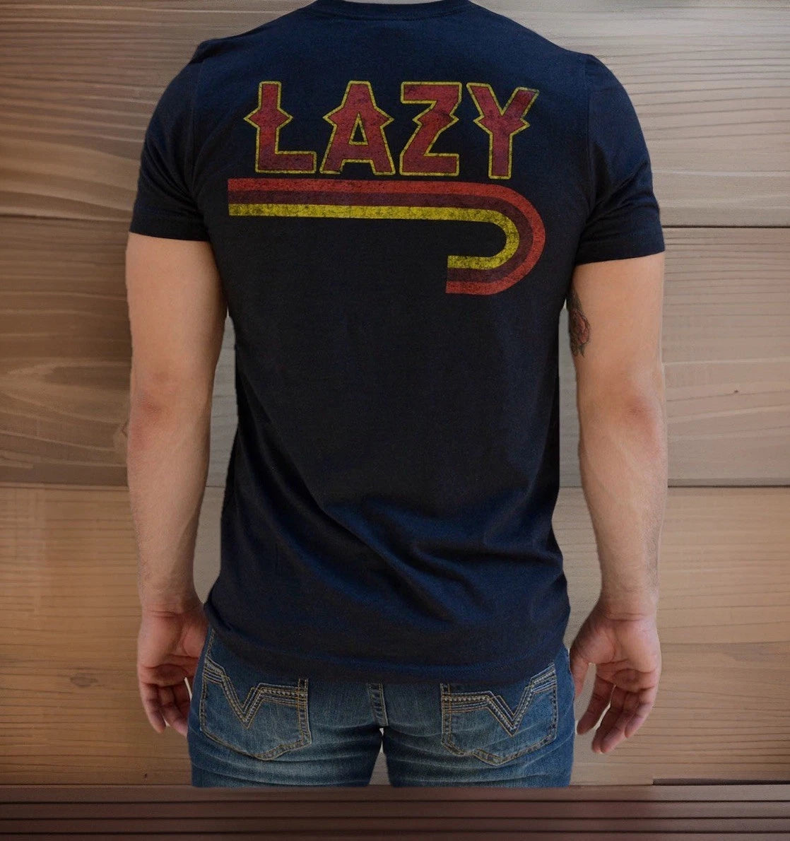 Lazy J Men’s T Shirt Fire Black