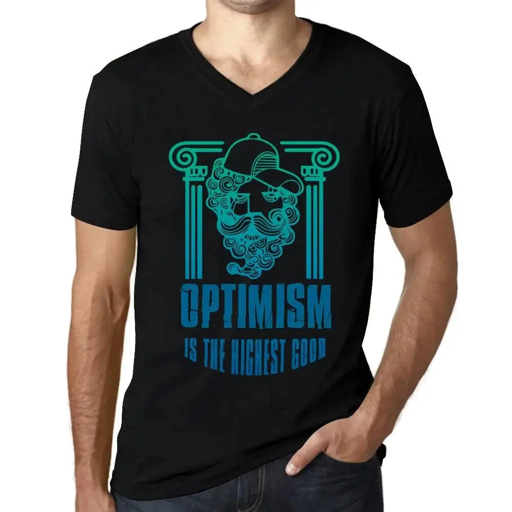 Men's Graphic T-Shirt V Neck Optimism Is The Highest Good Eco-Friendly Limited