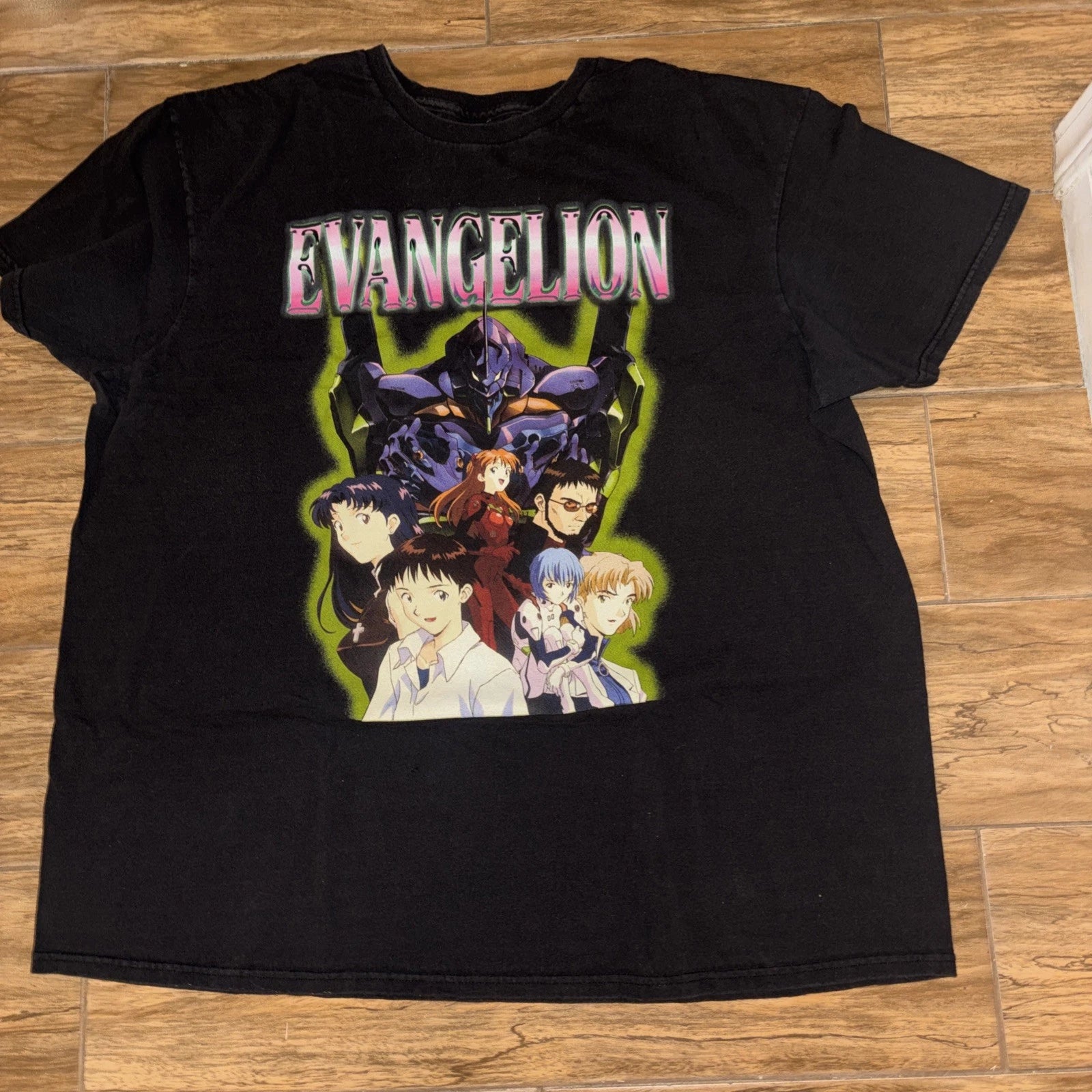 Evangelion Anime Graphic T-Shirt Men’s size xl Black Neon Genesis Tee